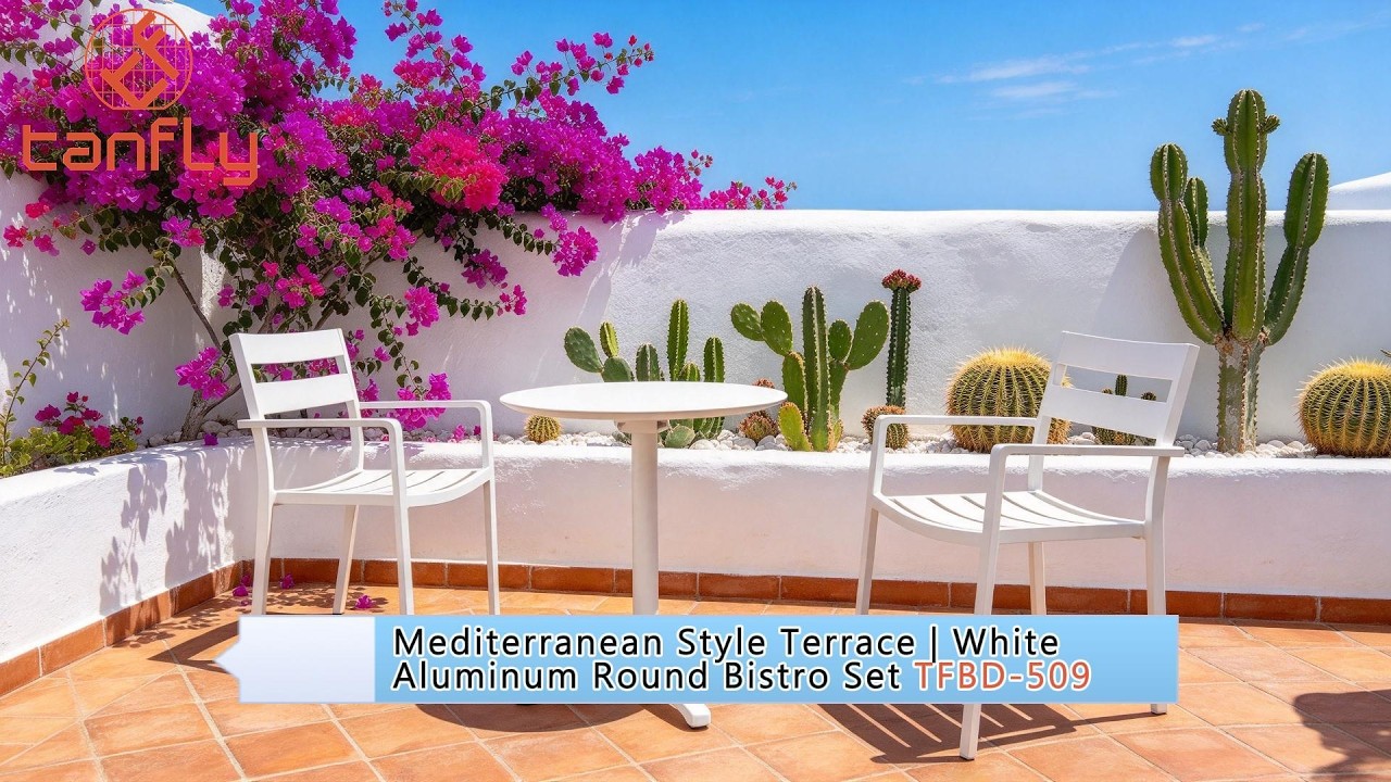 Mediterranean Style Terrace | White Aluminum Round Bistro Set TFBD-509