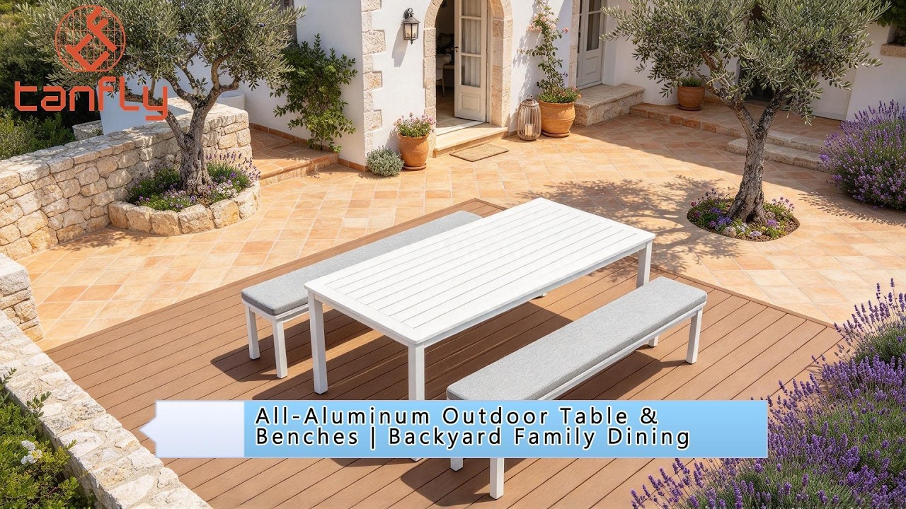 All-Aluminum Outdoor Table & Benches | Backyard Family Dining