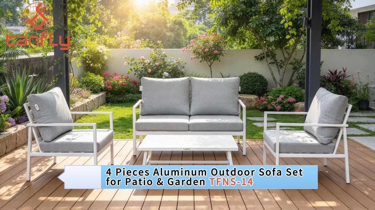 4 Pieces Aluminum Outdoor Sofa Set for Patio & Garden TFNS-14